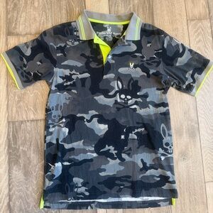 Psycho Bunny Kids Polo Shirt - Black, Gray, and Neon Yellow